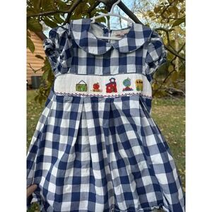 Smockingbird Blue Gingham Girls School Dress | ‎ School Supplies Theme | SZ 5